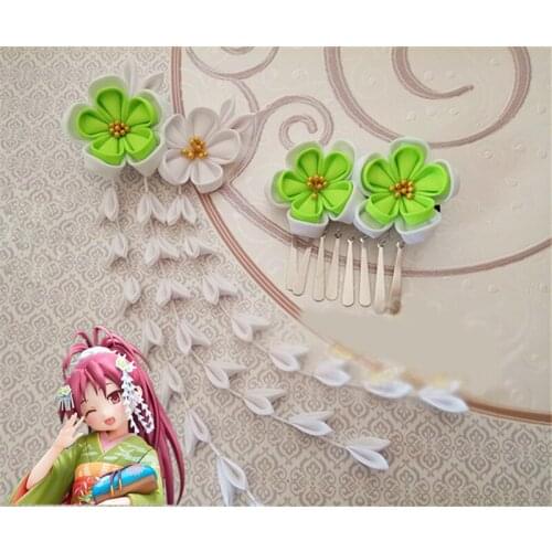 2pcs Anime Puella Magi Madoka Magica Sakura Kyouko Hairpin Hair Clip for Kimono Hanfu Cosplay Prop Headwear Decor for Women Girl