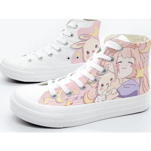 Japanese Student Sweet Sweet Cute Girl Hand-Painted Canvas Shoes Female High-top Sneaker Harajuku Style Women Vulcanized Shoes