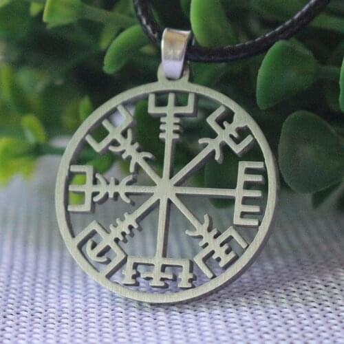 Lanseis 10pcs viking odins symbol of norse runic necklace Runes Vegvisir Vikings pendant stainless steel jewelry