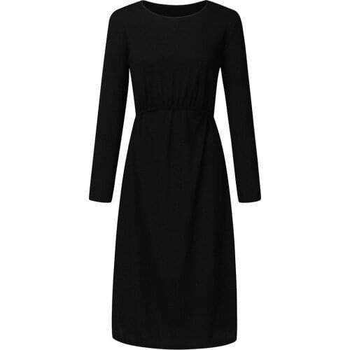 PatPat 2021 New ArrivalElegant Solid Long-sleeve Nursing Dress