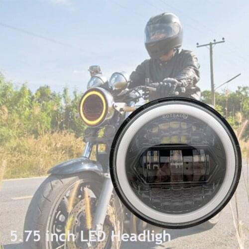 5.75 Inch LED Headlight Headlamp Halo Ring White DRL Angel eye for 883 iron, 883 sportster, softail, touring road king