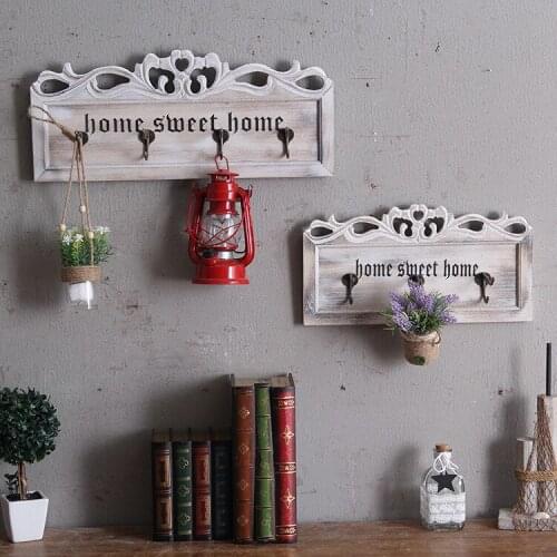 American-Style Country European-Style Creative Retro Nostalgic Varved Wooden Shop Wall Hanging Decorative Hook Coat Hook