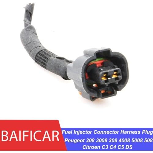 Baificar Brand New 4 Pcs 2 Pin Fuel Injector Connector Harness Plug For Peugeot 208 3008 308 4008 5008 508 Citroen C3 C4 C5 DS