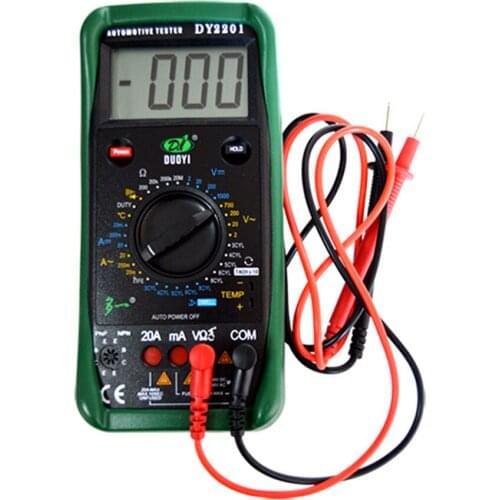 DY2201 Digital Automotive Tester Multimeter 500-10000 RPM Dwell Angle Temperature Meter Handheld Refractometers