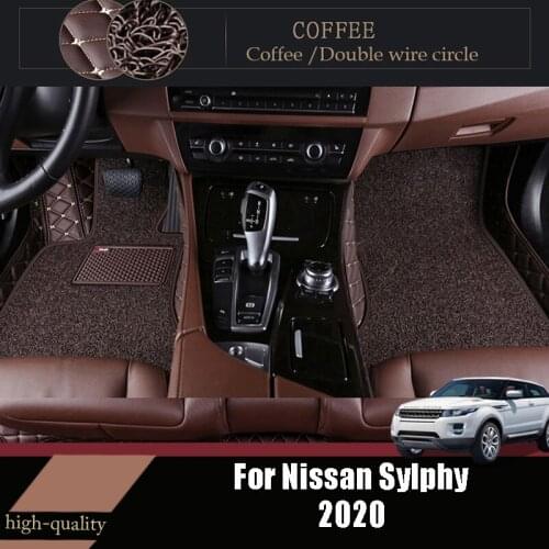 Luxury Double Layer Wire Loop Car Floor Mats Carpet For Nissan Sylphy 2020 Auto Interior Leather Rugs Accessories Styling Covers