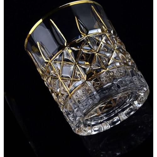 European-style Creative Whiskey Glass High-end Gold-painted Crystal Glass Red Wine Glass Beer Glass Home Personalized Mug