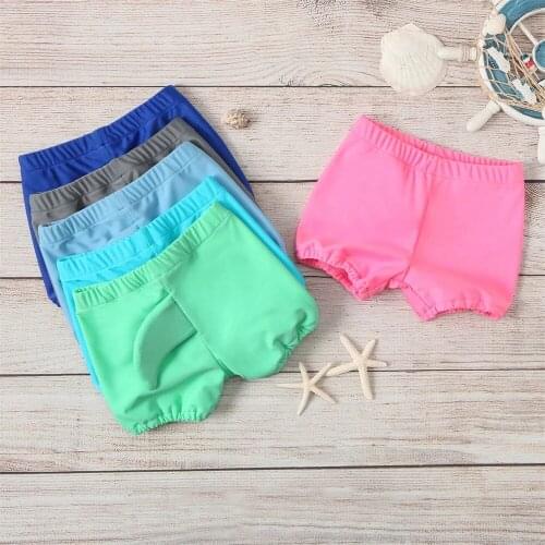 CHEAP Solid Boys Girls Kids Swimming Trunks With Cute Tail 0-3 Years Child Swimsuits Unisex Kid Swim Trunk Boys Beach Shorts