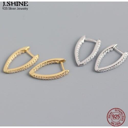 JShine Minimalist Fine 100% S925 Sterling Silver Geometric Zircon Earrings Silver 925 Fine Ear Buckle CZ Small Hoop Earrings