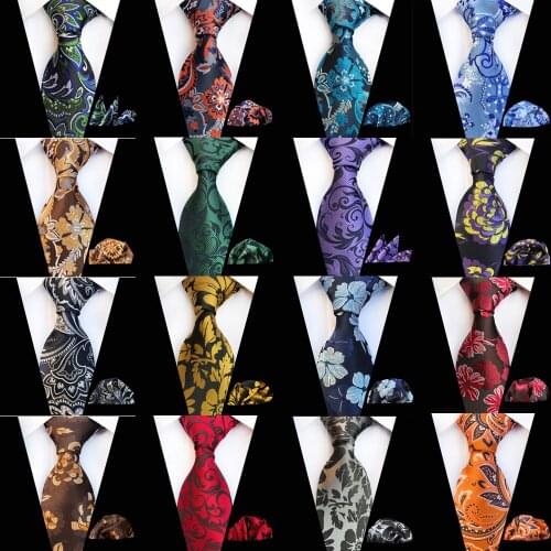 Men’s Necktie Handkerchief High Grade Floral Paisley Tie Pocket Square Set BWTHZ0347