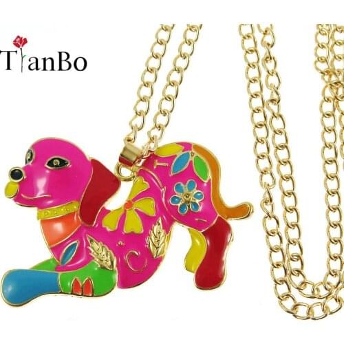 Statement Maxi Alloy Enamel Labrador Dog Choker Necklace Sweater Chain Pendant Collar 2018 Fashion New Enamel Jewelry Women