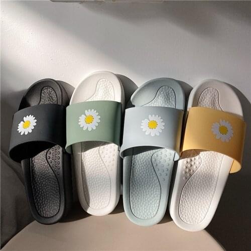 Print Flowers Indoor Slippers Women Home Bathroom Shoes Wash Slides Girls Flats Slip On Flip Flops Sumer Sandals Women Slippers