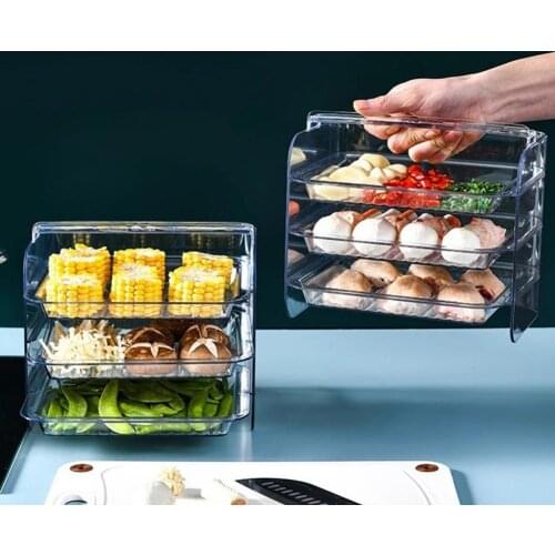 Preparation Plate Stackable 3 Layers Plastic Non-perforated Food Preparation Rack for Kitchen Home Food Container storage box