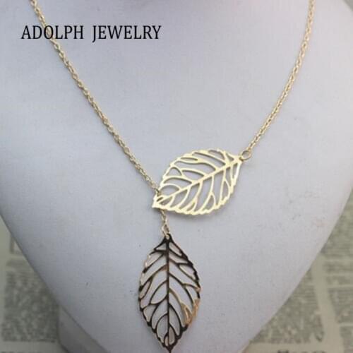 ADOLPH Jewelry LOSS MONEY SALE Fashion Women Double Leaf Necklace Fashion Leaf Pendant Necklaces for women 2015