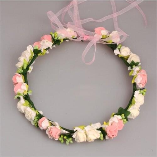 Handmade Fabric Flower Adjustable Wreath Head Wear Wedding Decoration Flower Crown Bride Hair Accessories Flower Wreaths