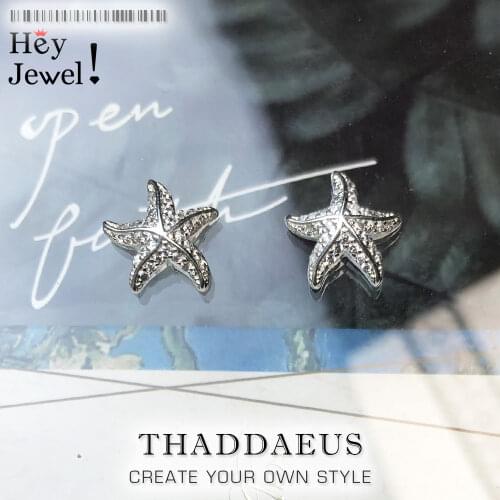 Starfish Pave Stud Earring,Europe Style Fashion Good Trendy Jewelry For Women Girls,2018 Gift 925 Sterling Silver,Super Deals