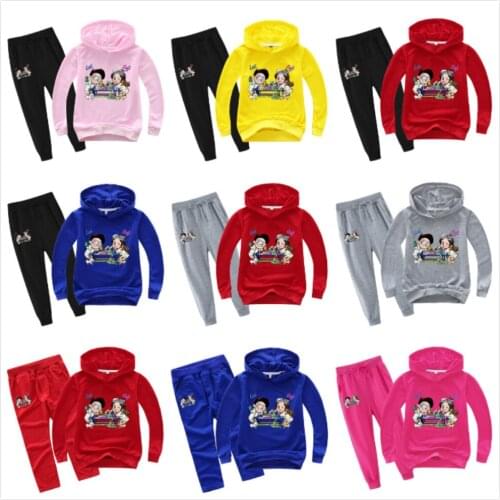 Spring Autumn Cartoon Me Contro Te Print Boy Long Sleeve T Shirt Sweatshirt+Pants 2Pcs Set Baby Girl Clothing Hoodies Tracksuits
