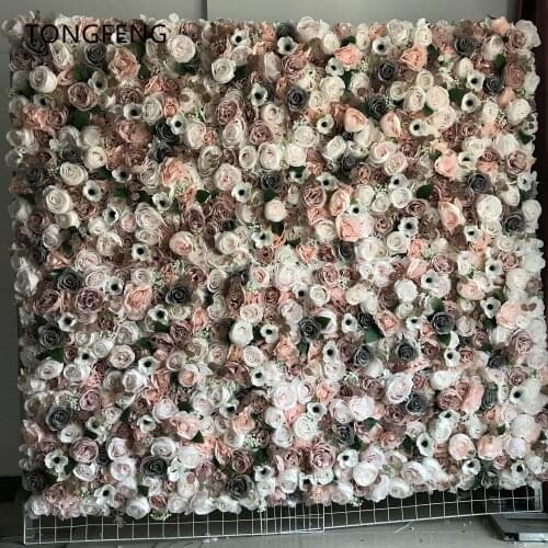 TONGFENG Mixcolor 8pcs/lot Artificial silk rose peony 3D flower wall panel wedding backdrop decoration flower runner wedding