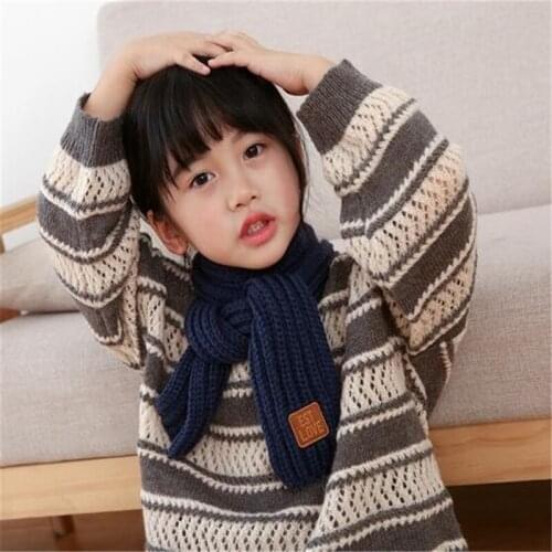 Cute Cotton Blend Winter Baby Neck Ring Scarf Kids Solid Color Warm Snood Children Girls Boys Knitted Wool Scarves
