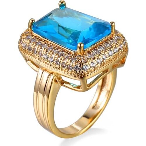 Wish New Best Selling Fashion Topaz Aquamarine Zircon Jewelry Ring