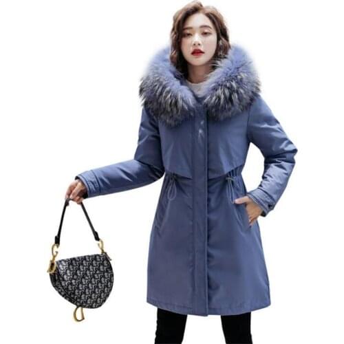 Winter Women fleece inside parkas plus size thick warm mid-Long Hooded parkas Jackets fur inside female slim padding parkas