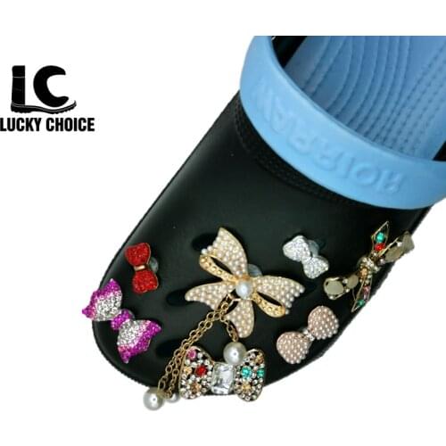 1PC Charm for JIBZ Shoe Croc Charms Metal Bow Knot Shoes Decorations Accessories for Wristbands Kids Girl Women Party