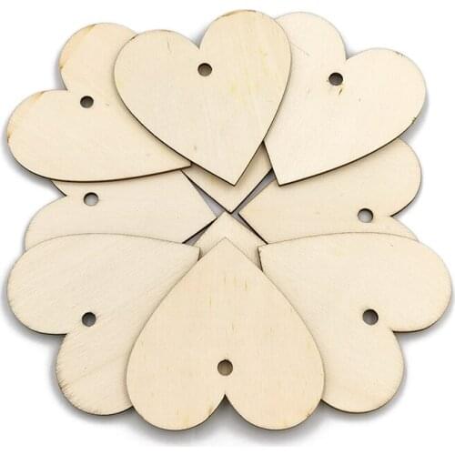 10pcs 80mm Diy Size Mixing Love Heart Wood Slices for Home Decorative Crafts Scrapbooking Holiday Party Embellishments Buttons