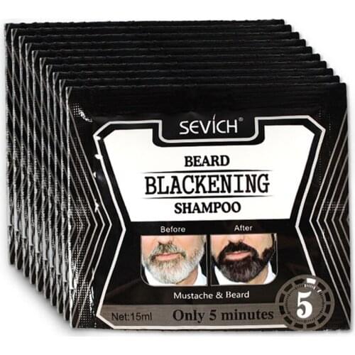 10pcs Natural Mens Beard Dye Shampoo Instant Beard Hair Colouring Dye Tint Cream Moustache Blackening Shampoo fast shipping