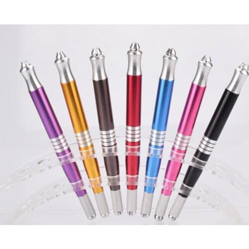 100Pcs Professional Manual Eyebrow Lip Embroidery Tattoo For Permanent Makeup Tattoo Microblading Pen Double Heads