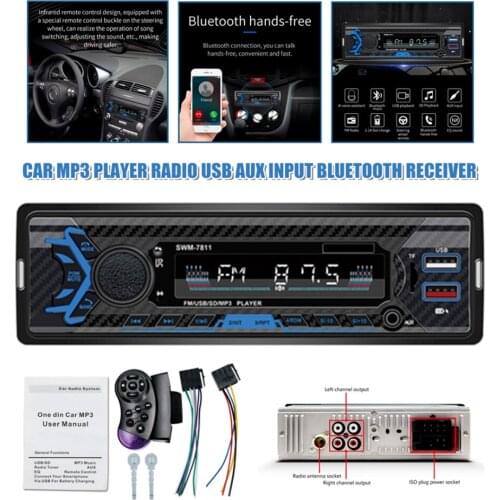 12V Car Din MP3 Player FM Radio USB AUX Input Bluetooth Remote Control Receiver
