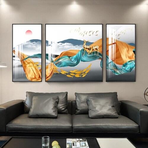 3pcs set Diamond Painting Triptych atmosphere deer Full Square Round Diamond Embroidery Needlework,Diamond Mosaic kit