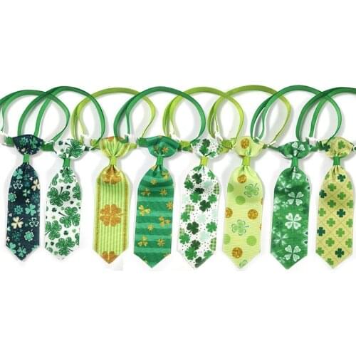 50/100pcs St. Patricks Day Pet Accessories Pet Dog Tie Adjustable Neck Ties for Dog Cat Pet Grooming Pet Supplier Green Bows