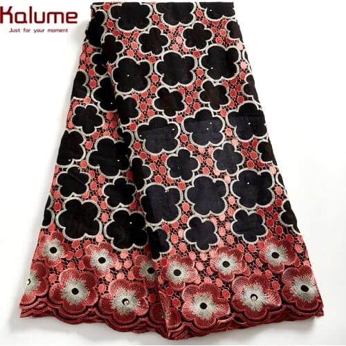 Kalume African Swiss Voile Fabric 2021 Nigerian Cotton Fabric Stones 5 Yards Embroidey High Quality For Diy Sew Wedding F2540