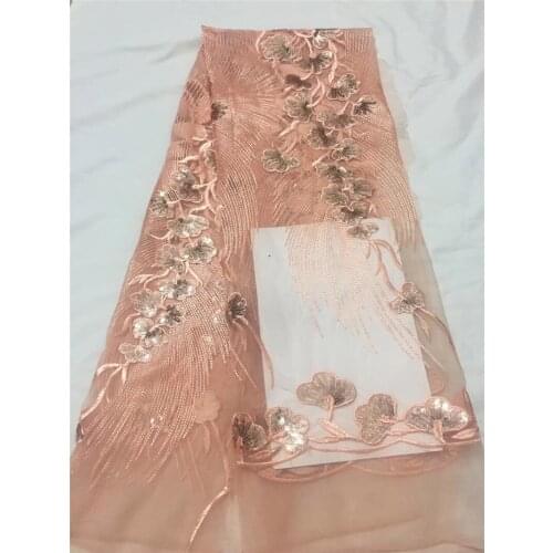 African Laces Fabric With sequins Lace Fabric High Quality Lace Nigerian French Lace Fabric For Wedding Dress BZL-101505