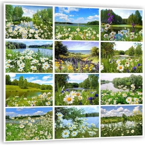 Diamond Painting Full Square/Round Landscape Cross Stitch Diamond Embroidery Rhinestones Art Natural Flower Home Decoration
