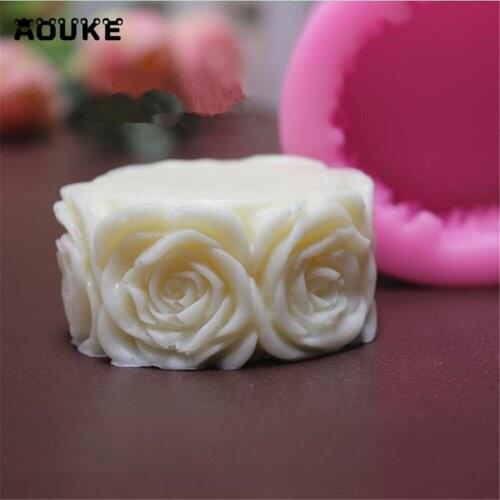 Cylindrical Rose Pattern Shape Chocolate Soap Silicone Mold Ice Cubes Molds Fondant Cake Mould DIY Cake Decorating Baking Tools
