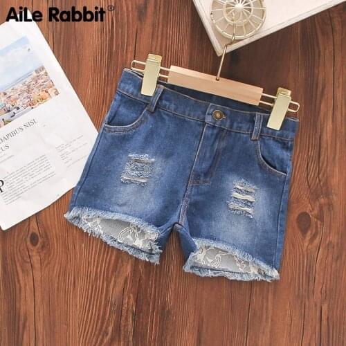 Girls' Denim Shorts Childrens Clothing For Girls Casual Shorts Hole All-match Pants