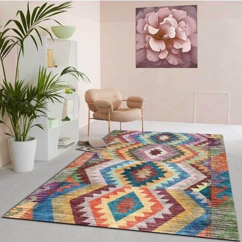 Geometric Living Room Bedroom Carpet Kids Soft American Retro Colorful Carpet Ethnic Style Bohemia Rugs Floor Mat Parlor Custom