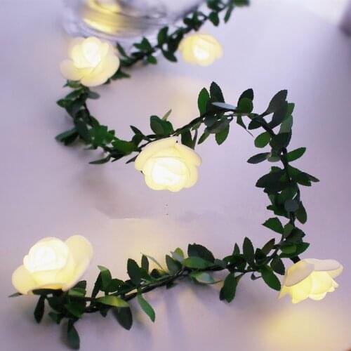 10/20/40leds Rose Flower led Fairy String Lights USB Battery Powered Wedding Valentines Day Event Party Garland Decor Luminaria
