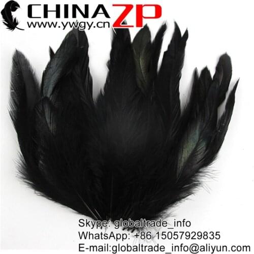 CHINAZP Factory 200pieces/lot 15-20cm (6-8inch) Length Selected Prime Quality Dyed Black Rooster Chicken Coque Feathers