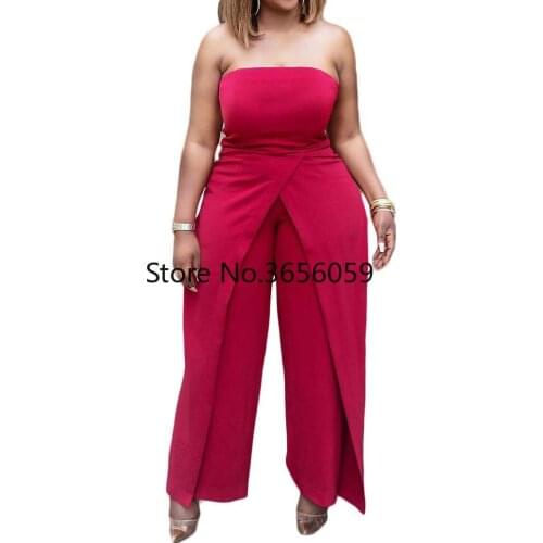 Off Shoulder Jumpsuit African Dresses for Women Playsuit Clubwear Clothes Straight Leg Jumpsuits Womens Split Bodysuit Rompers