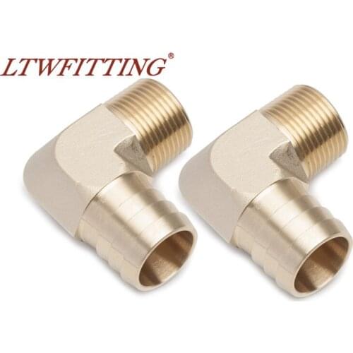 LTWFITTING 90 Degree Elbow Brass Barb Fitting 1" ID Hose x 3/4" Male NPT Fuel Boat Air