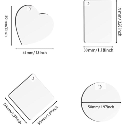 M17D 30pcs/set Acrylic Keychain Blanks with Tassels Kit Clear Circle Disc Jump Key Rings for DIY Keychains Crafting