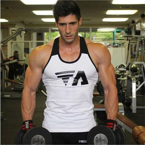 Solid gym mens stringer tank top male exercise bodybuilding undershirt muscle vest tee sleeveless tank top Fashion print top