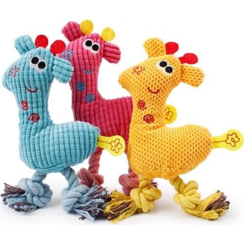 Lovely Deer Giraffe Pattern Pet Chew Toy Funny Dog Puppy Chicken Interactive Chew Toy Squeaker Soft Plush Play Sound Toys