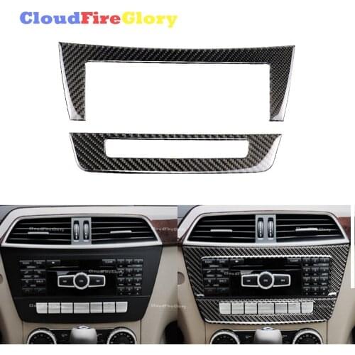 CloudFireGlory For Mercedes Benz W204 C Class 2010 2011 2012 2013 Carbon Fiber Central Control CD Plane Cover Trim Sticker