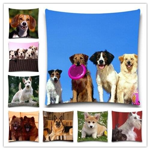 Beautiful dog Cushion Cover Cotton Polyester Pillow case Animal Christmas gift Cushion Throw Decorative Home 5 size 9 style