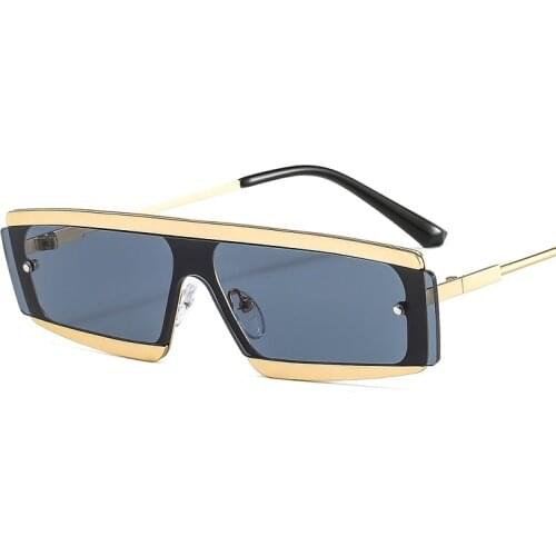 2021 New Arrival Rectangle Sunglasses Women Men PC Lens Golden Metal Alloy Frame Brand Designer Colorful Luxury Brand Designer