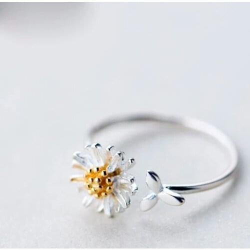 New Daisy Flower Rings for Women Adjustable Size Rings Fashion Wedding Jewelry Anillos Mujer