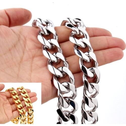 Curb Cuban Link Chain Gold Silver Color 316L Stainless Steel Choker Gifts for the New Year Steampunk Style Jewelry Accessories