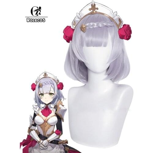 ROLECOS Noelle Cosplay Wig Game Genshin Impact Noelle Cosplay Wig Women Headwear Short Hair Synthetic Hair Heat Resistant Wig